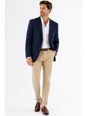JOSEPH ABBOUD soft expressions slim fit jacket blazer sport coat 46L navy blue